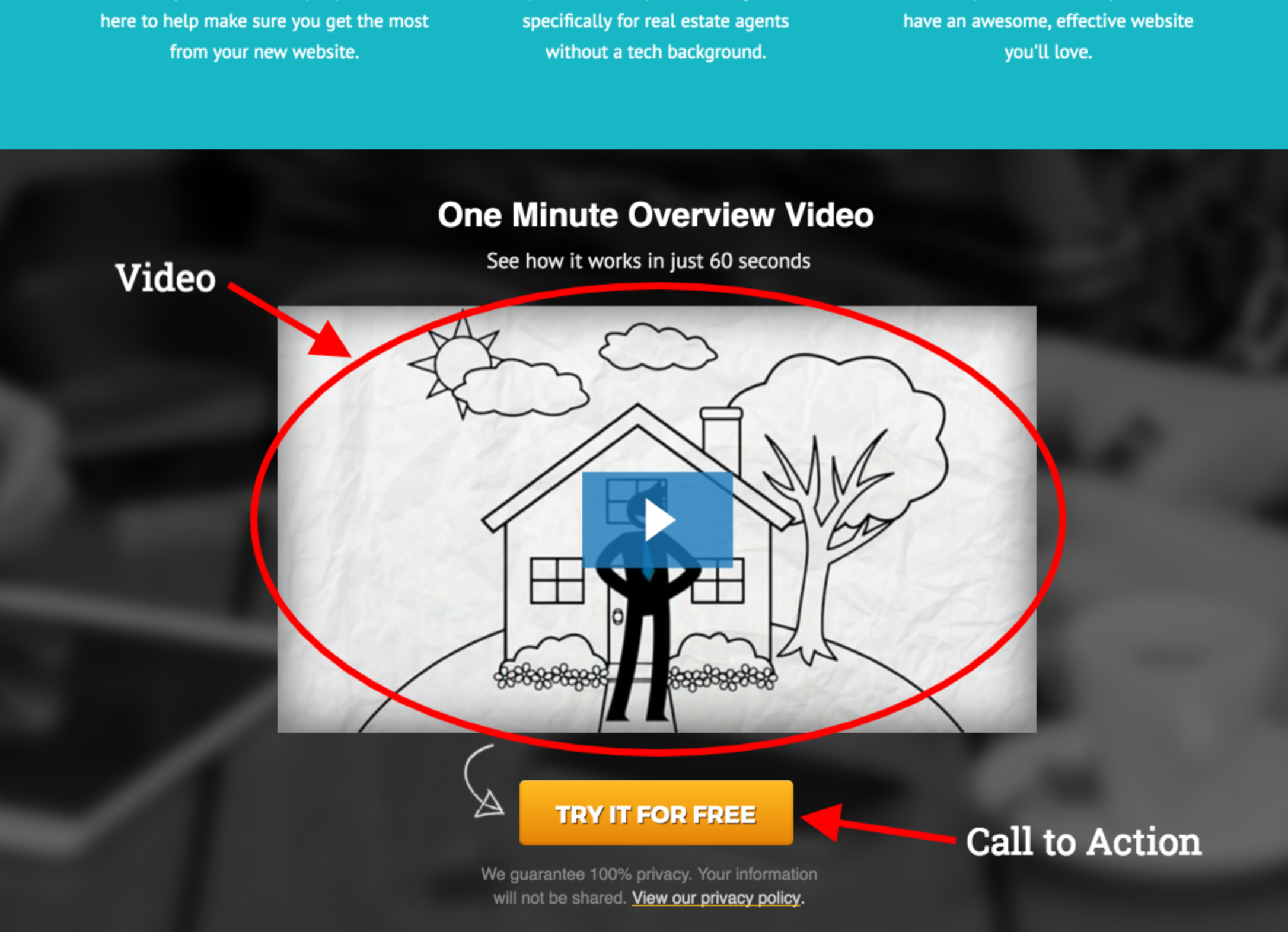 real estate landing page - video