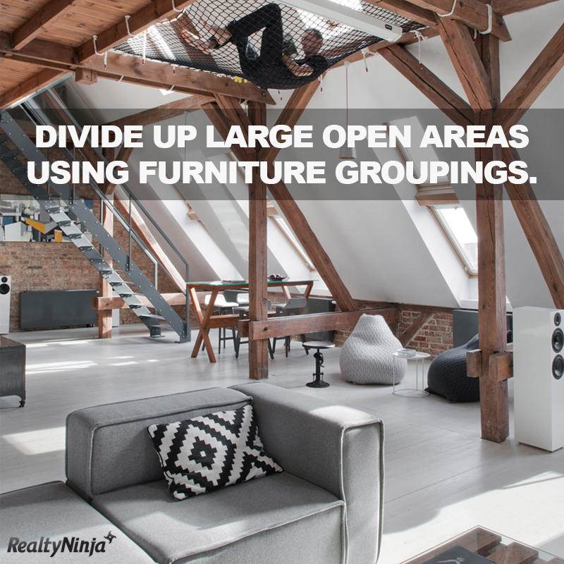 Divide Up Large Open Areas Using Furniture Groupings