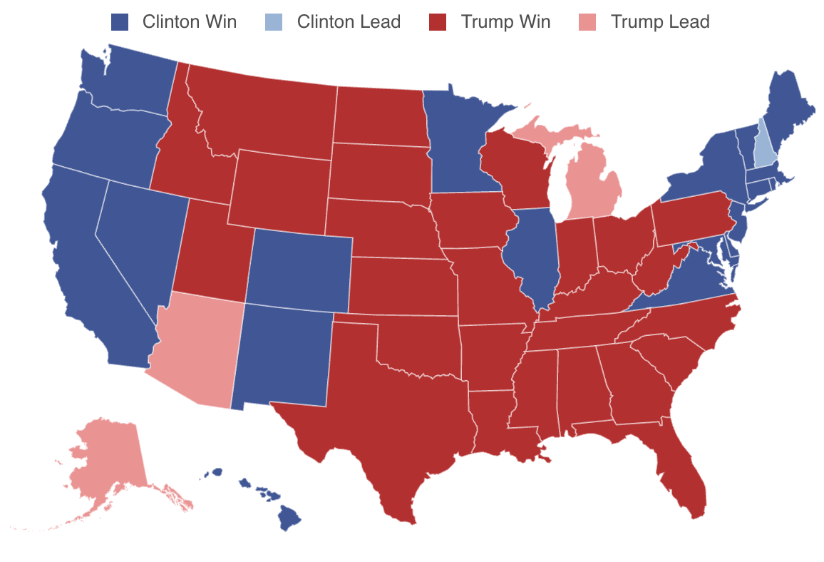 Electoral Map - US Presidential General Election 2016