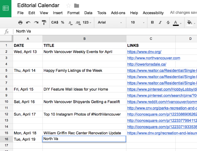 Editorial Calendar Screenshot